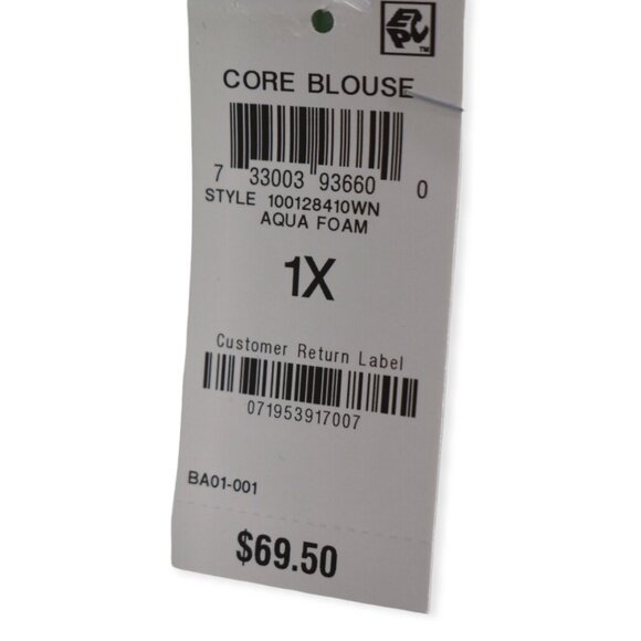 Alfani Blouse 1X Womens Mint Green V Neck Button Down Long Sleeve Polyester - Picture 6 of 10